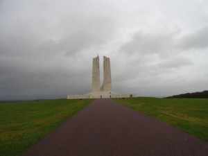 Approach view from backside of the Vimy Memorial